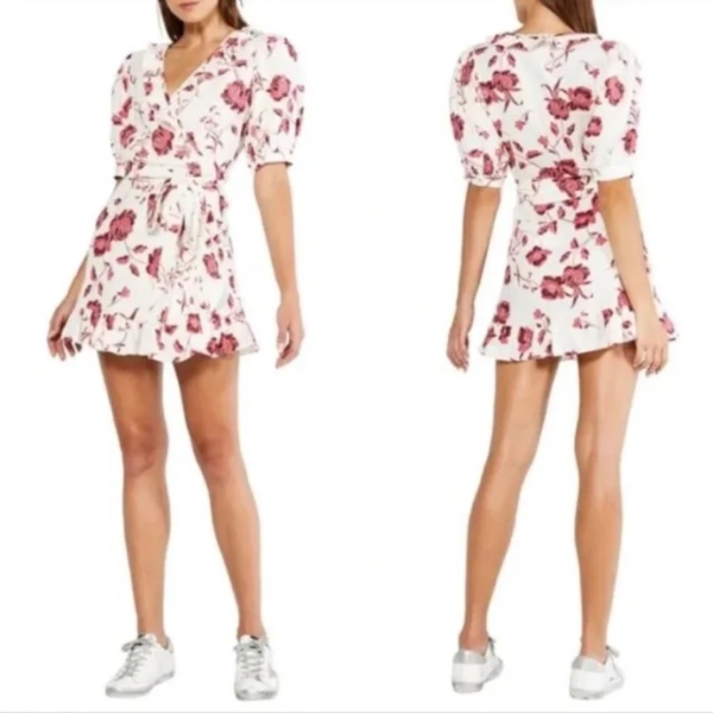 MISA Los Angeles NWT  Thora Mini Floral Wrap Dress In Abstract Peony Sz S $298
